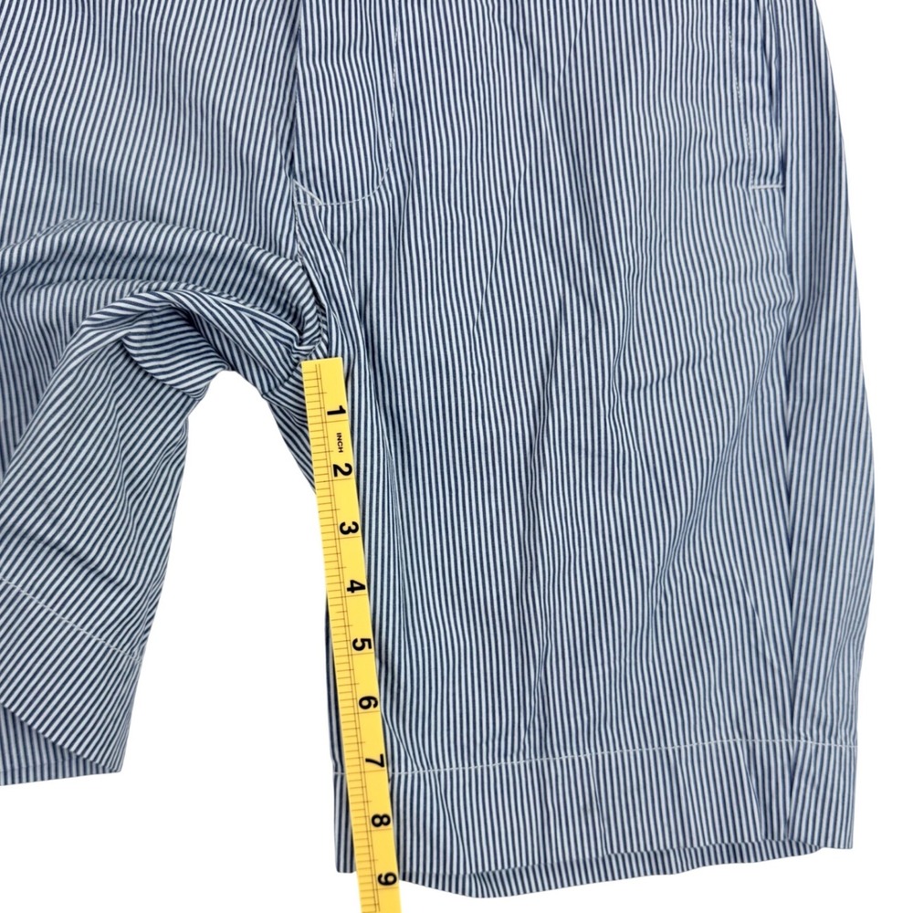 Jack Wills Chino Shorts Men Medium Blue White Cotton Hickory Striped Button Fly - Picture 9 of 11